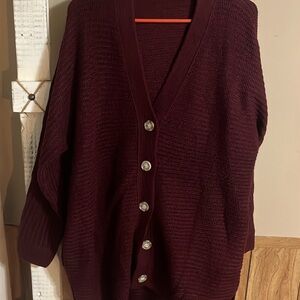 Chic Burgundy Button-Up Cardigan